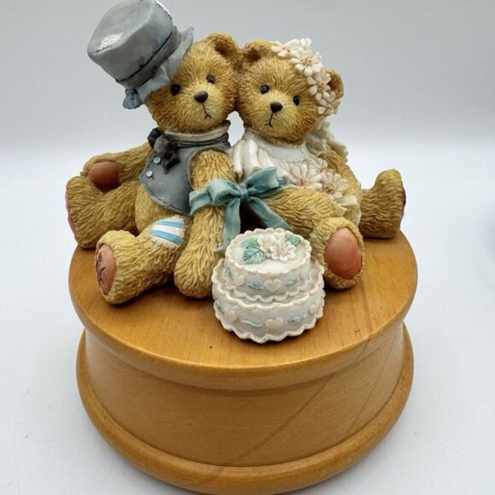 Enesco Cherished Teddies Musical Bears Wedding March 699349 Cake Topper Figurine